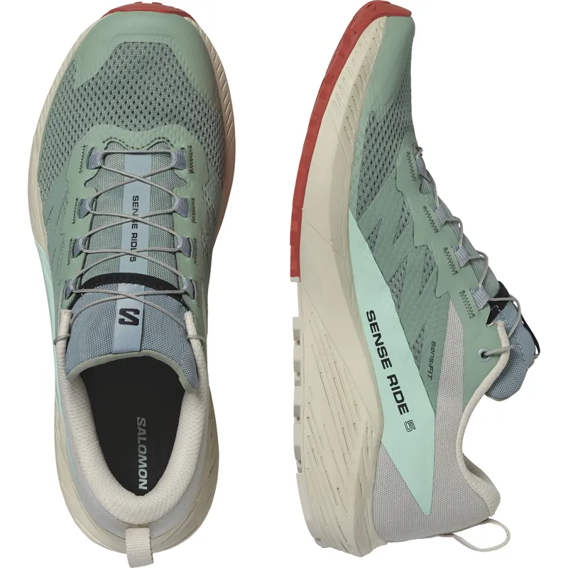 Salomon Mens Sense Ride 5 Lily Pad/Rainy Day/Bleached Aqua-4